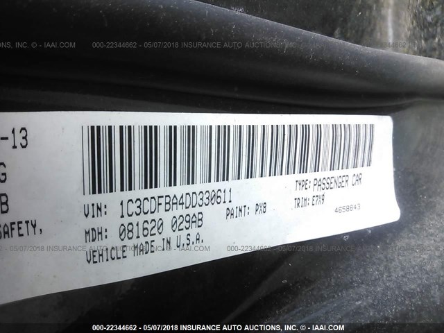 1C3CDFBA4DD330611 - 2013 DODGE DART SXT BLACK photo 9