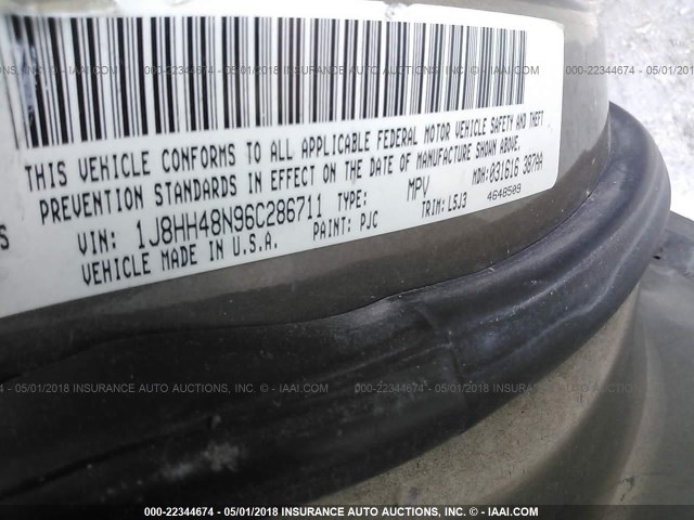 1J8HH48N96C286711 - 2006 JEEP COMMANDER BEIGE photo 9