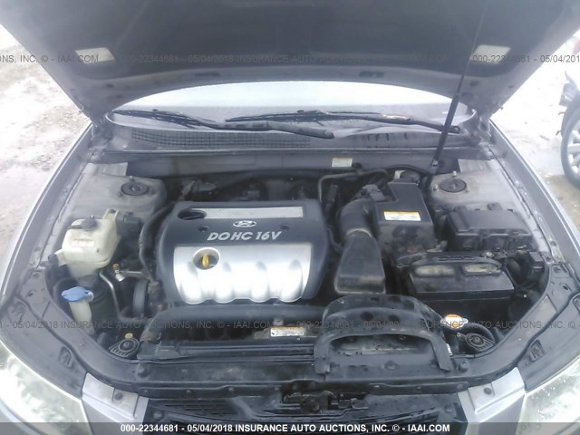 5NPEU46C16H165196 - 2006 HYUNDAI SONATA GLS/LX GRAY photo 10