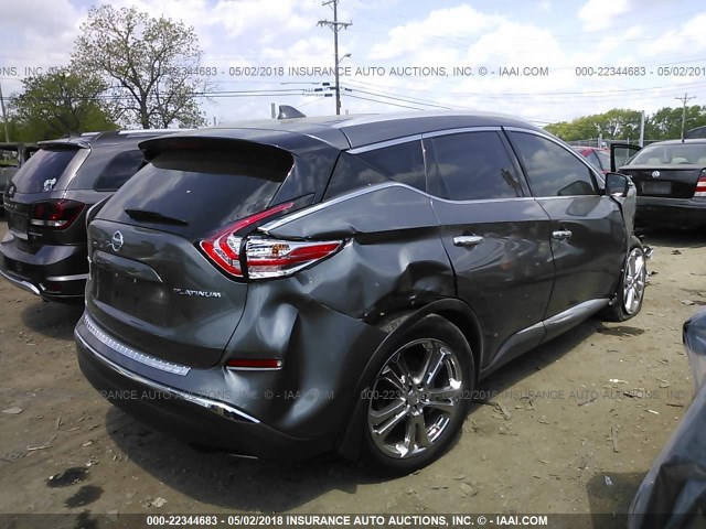 5N1AZ2MG5HN113465 - 2017 NISSAN MURANO S/SL/SV/PLATINUM SILVER photo 4