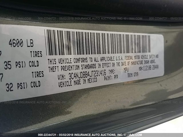 3C4NJDBB4JT231416 - 2018 JEEP COMPASS LATITUDE 绿色 照片 9