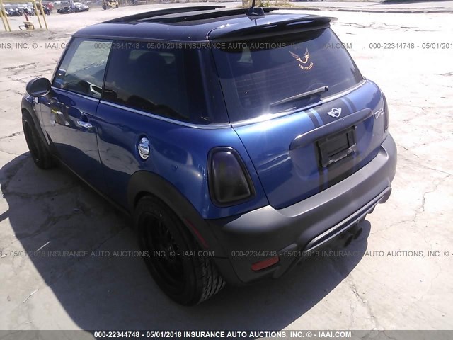 WMWMF73577TT86518 - 2007 MINI COOPER S BLUE photo 3