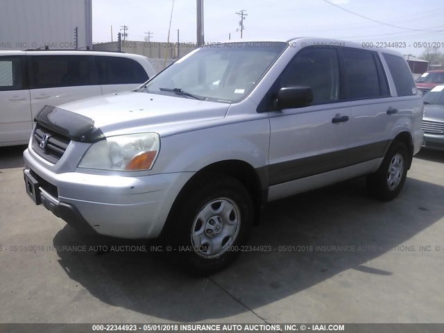 2HKYF18173H613809 - 2003 HONDA PILOT LX SILVER photo 2