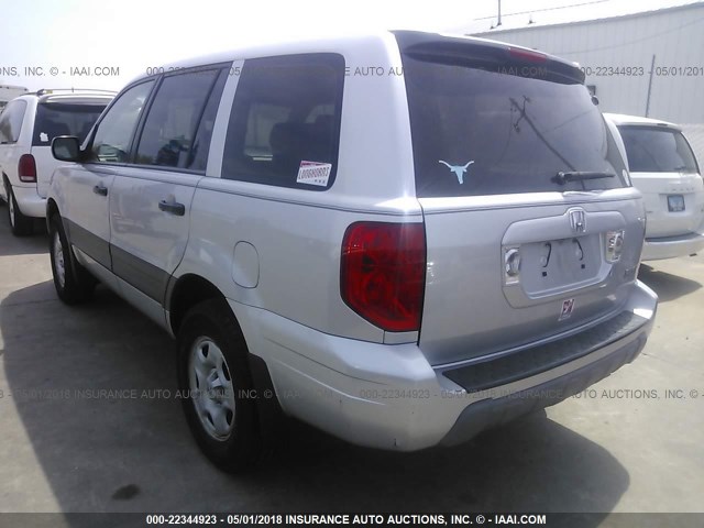 2HKYF18173H613809 - 2003 HONDA PILOT LX SILVER photo 3