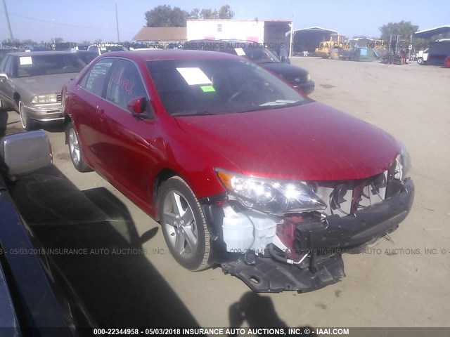 4T1BF1FK6EU786677 - 2014 TOYOTA CAMRY L/SE/LE/XLE RED photo 1