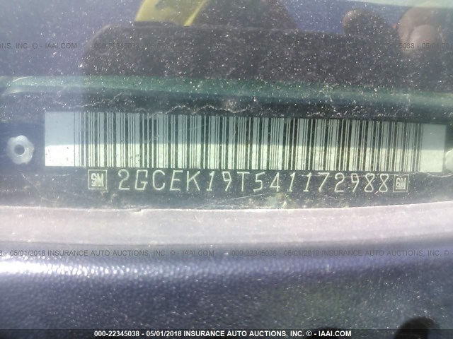 2GCEK19T541172988 - 2004 CHEVROLET SILVERADO K1500 მწვანე ფოტო 9