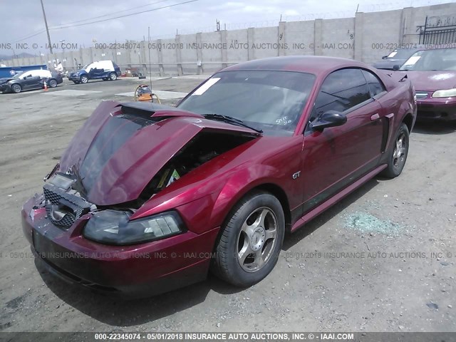 1FAFP42X41F211312 - 2001 FORD MUSTANG GT MAROON photo 2