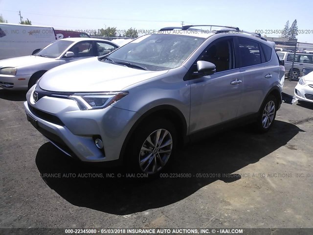 2T3YFREV6GW303381 - 2016 TOYOTA RAV4 LIMITED SILVER photo 2