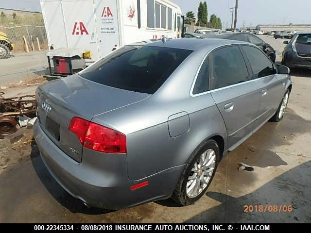 WAUAF78E68A138575 - 2008 AUDI A4 2.0T SILVER photo 4