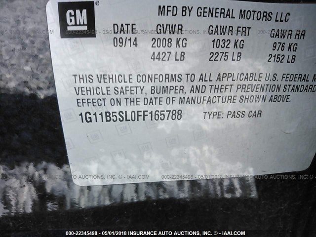 1G11B5SL0FF165788 - 2015 CHEVROLET MALIBU LS 黑色 照片 9