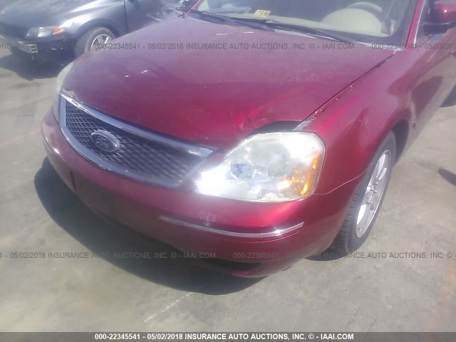 1FAFP24185G158773 - 2005 FORD FIVE HUNDRED SEL RED photo 6