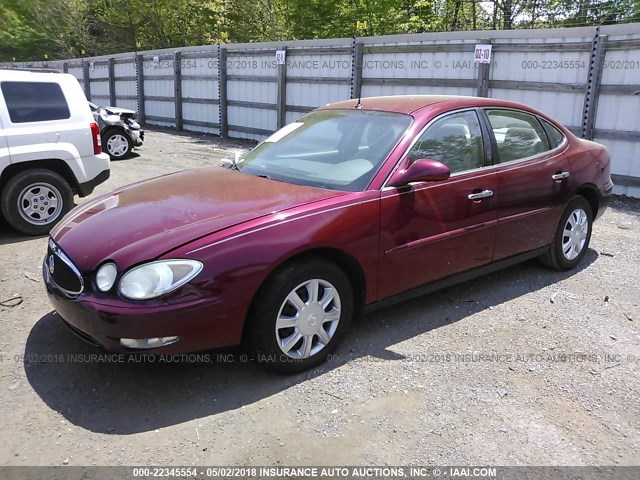 2G4WC532051210018 - 2005 BUICK LACROSSE CX RED photo 2