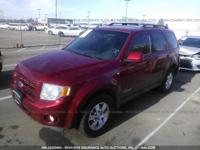 1FMCU94168KA16725 - 2008 FORD ESCAPE LIMITED RED photo 2