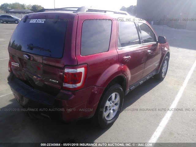1FMCU94168KA16725 - 2008 FORD ESCAPE LIMITED RED photo 4