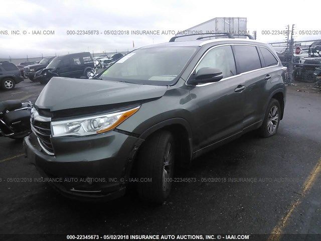 5TDJKRFH1ES046750 - 2014 TOYOTA HIGHLANDER XLE მწვანე ფოტო 2