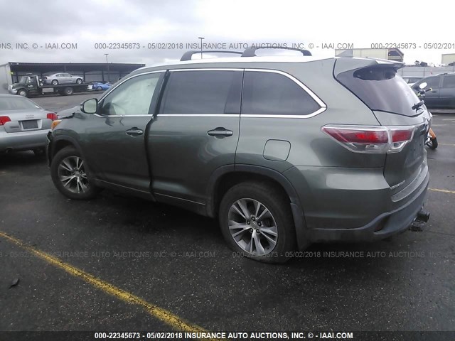 5TDJKRFH1ES046750 - 2014 TOYOTA HIGHLANDER XLE მწვანე ფოტო 3