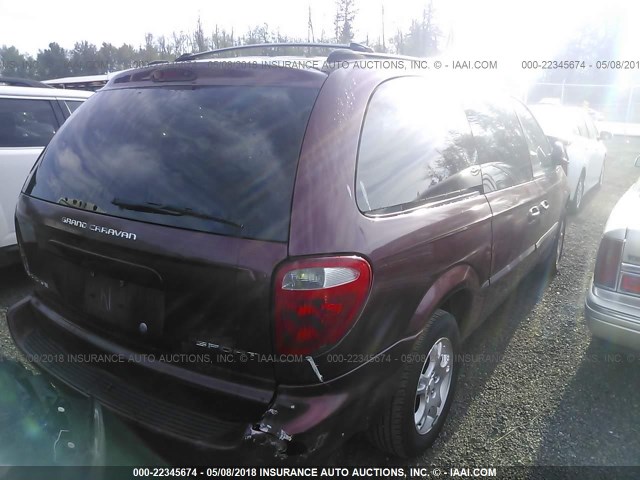 2B4GP44R92R736838 - 2002 DODGE GRAND CARAVAN SPORT BURGUNDY photo 4