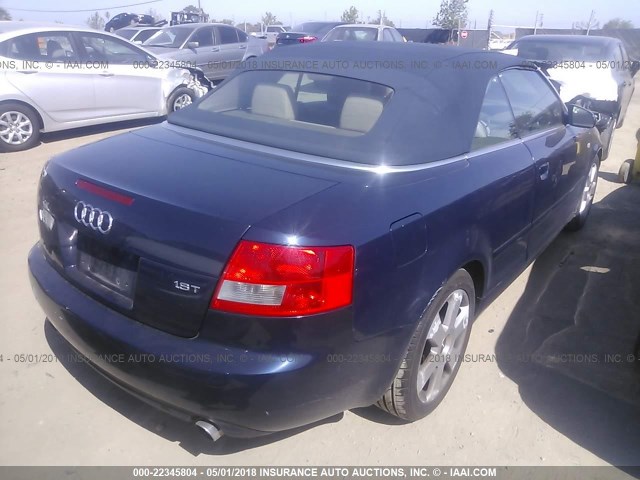 WAUAC48H75K008246 - 2005 AUDI A4 1.8 CABRIOLET BLUE photo 4