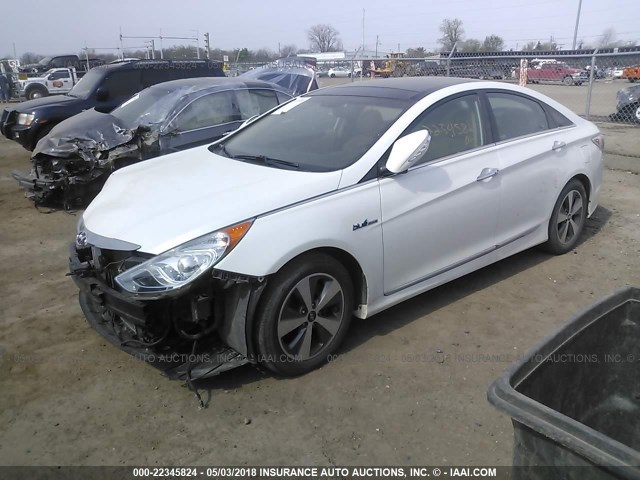 KMHEC4A48BA013819 - 2011 HYUNDAI SONATA HYBRID WHITE photo 2