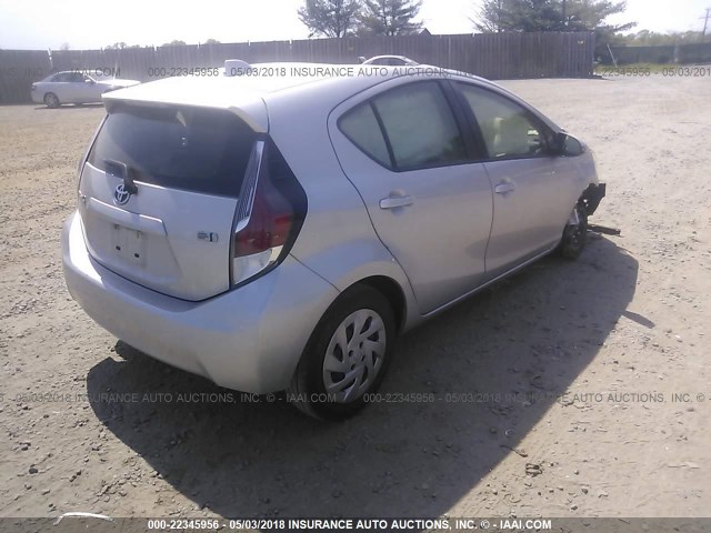 JTDKDTB37G1136183 - 2016 TOYOTA PRIUS C SILVER photo 4