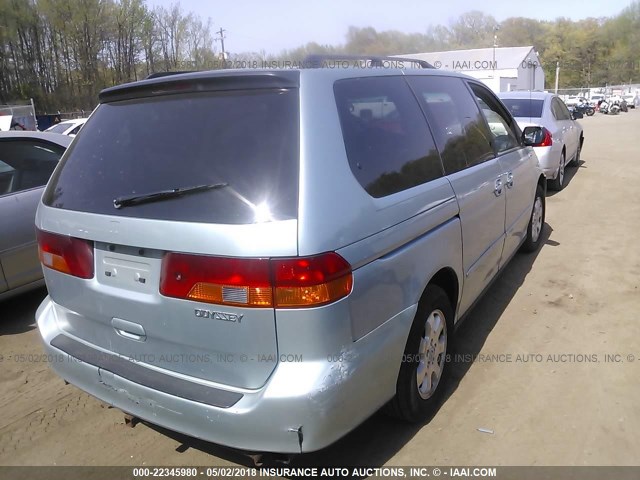 5FNRL18904B090443 - 2004 HONDA ODYSSEY EXL Light Blue photo 4