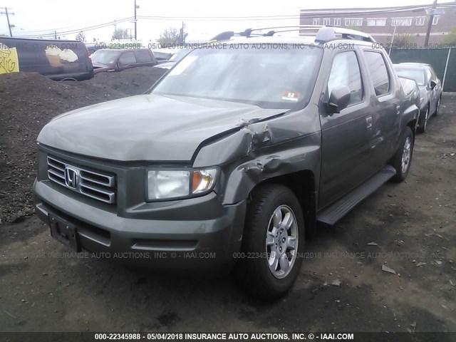 2HJYK16527H524547 - 2007 HONDA RIDGELINE RTL GREEN photo 2