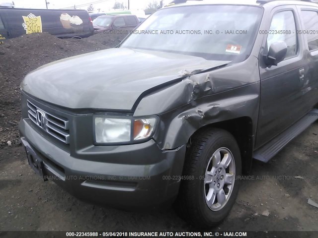 2HJYK16527H524547 - 2007 HONDA RIDGELINE RTL GREEN photo 6