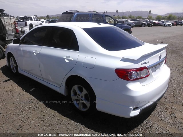 2T1BU4EE7BC728903 - 2011 TOYOTA COROLLA S/LE WHITE photo 3