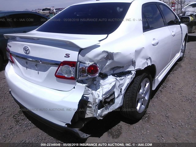 2T1BU4EE7BC728903 - 2011 TOYOTA COROLLA S/LE WHITE photo 6