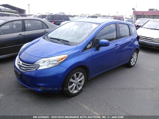 3N1CE2CP5EL388519 - 2014 NISSAN VERSA NOTE S/S PLUS/SV/SL BLUE photo 2