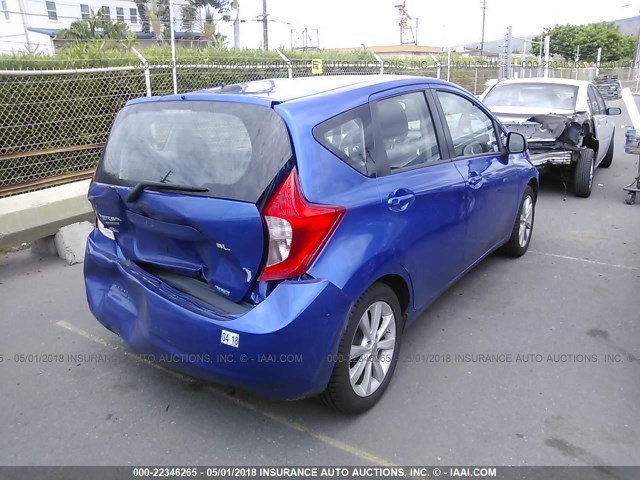 3N1CE2CP5EL388519 - 2014 NISSAN VERSA NOTE S/S PLUS/SV/SL BLUE photo 4