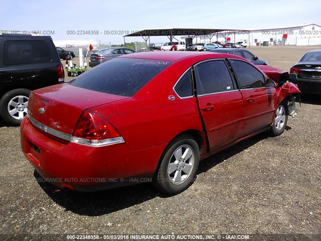 2G1WT55N489248233 - 2008 CHEVROLET IMPALA LT RED photo 4