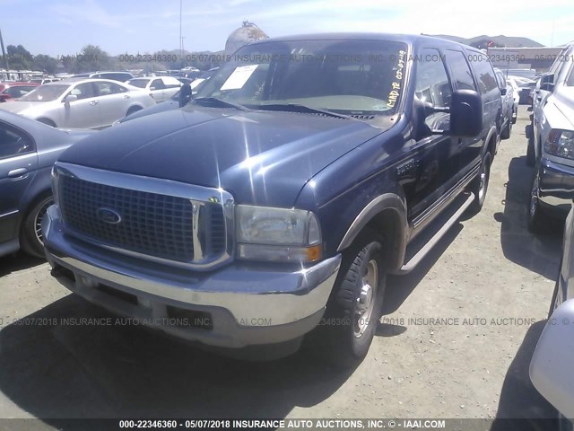 1FMNU42S52ED63301 - 2002 FORD EXCURSION LIMITED Navy photo 2