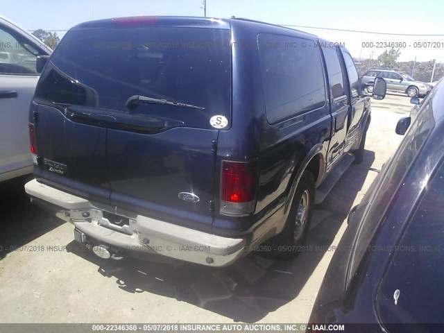 1FMNU42S52ED63301 - 2002 FORD EXCURSION LIMITED Navy photo 4