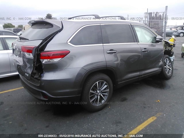 5TDKZRFH6JS527748 - 2018 TOYOTA HIGHLANDER SE/XLE GRAY photo 4