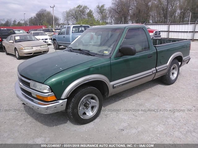 1GCCS1448X8117914 - 1999 CHEVROLET S TRUCK S10 GREEN photo 2