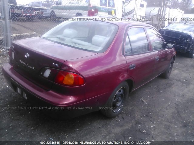 2T1BR12E3YC311520 - 2000 TOYOTA COROLLA VE/CE/LE RED photo 4