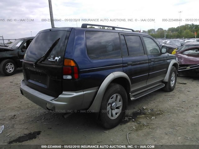 JA4LS31H11P026073 - 2001 MITSUBISHI MONTERO SPORT XLS BLUE photo 4