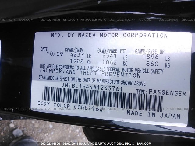 JM1BL1H44A1233761 - 2010 MAZDA SPEED 3 BLACK photo 9