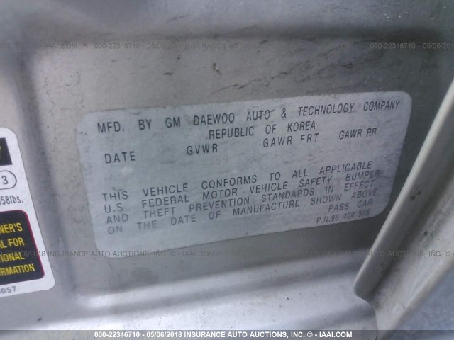 KL1TJ52674B193872 - 2004 CHEVROLET AVEO LS 银色 照片 9