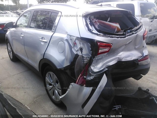 KNDPC3A66C7324849 - 2012 KIA SPORTAGE SX SILVER photo 3