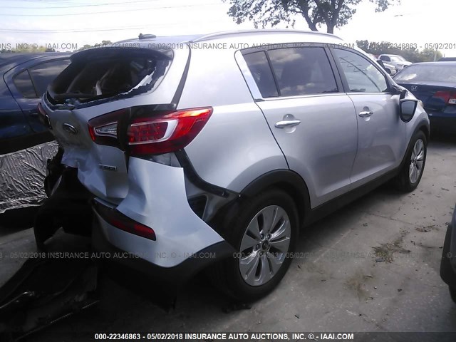 KNDPC3A66C7324849 - 2012 KIA SPORTAGE SX SILVER photo 4