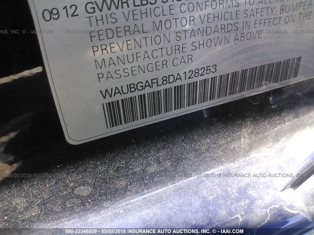 WAUBGAFL8DA128253 - 2013 AUDI S4 PREMIUM PLUS BLUE photo 9