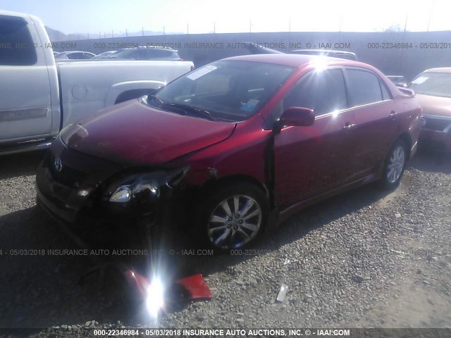 1NXBU40E79Z068345 - 2009 TOYOTA COROLLA S/LE/XLE RED photo 2