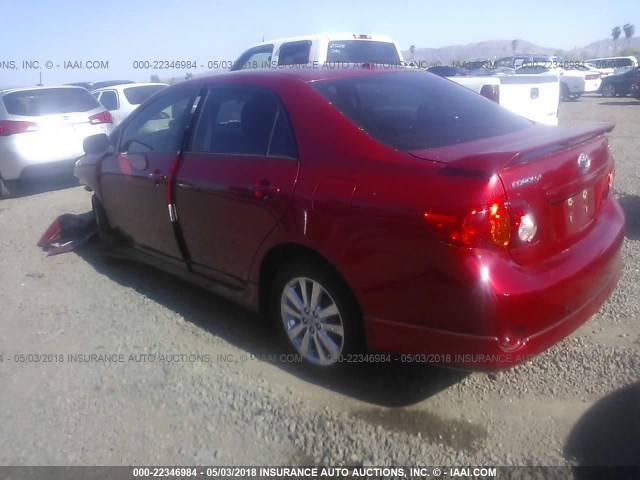 1NXBU40E79Z068345 - 2009 TOYOTA COROLLA S/LE/XLE RED photo 3