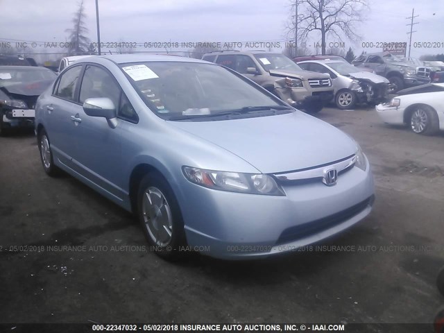 JHMFA36208S002962 - 2008 HONDA CIVIC HYBRID Light Blue photo 1