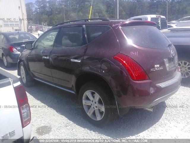 JN8AZ08TX6W422893 - 2006 NISSAN MURANO SL/SE/S MAROON photo 3