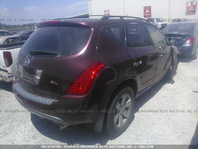 JN8AZ08TX6W422893 - 2006 NISSAN MURANO SL/SE/S MAROON photo 4