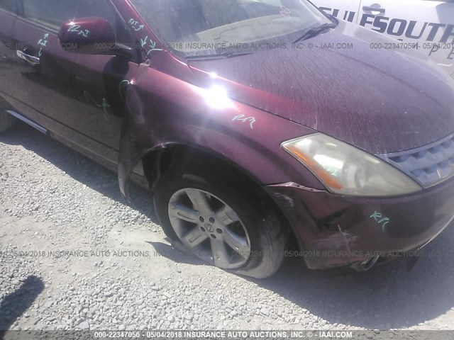 JN8AZ08TX6W422893 - 2006 NISSAN MURANO SL/SE/S MAROON photo 6