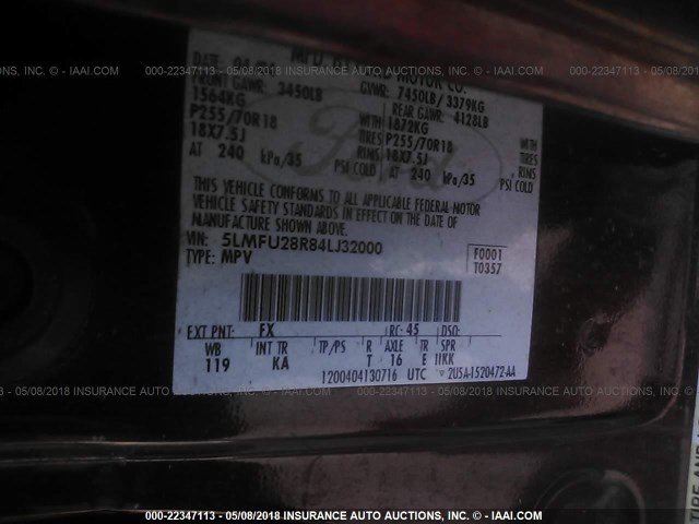 5LMFU28R84LJ32000 - 2004 LINCOLN NAVIGATOR BURGUNDY photo 9